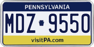 PA license plate MDZ9550