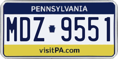 PA license plate MDZ9551