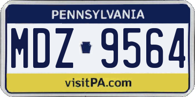 PA license plate MDZ9564