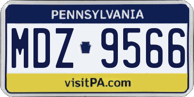 PA license plate MDZ9566