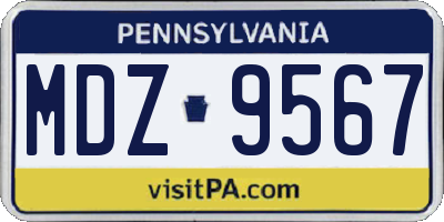 PA license plate MDZ9567