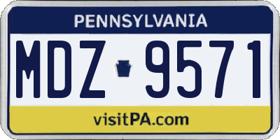 PA license plate MDZ9571