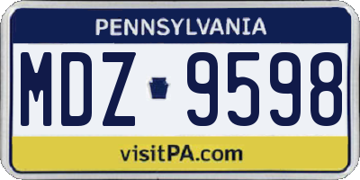 PA license plate MDZ9598