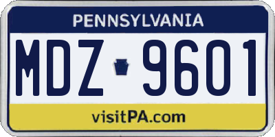 PA license plate MDZ9601