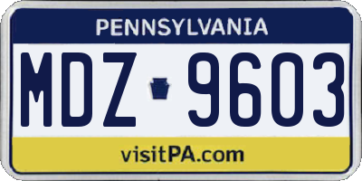 PA license plate MDZ9603