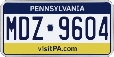 PA license plate MDZ9604
