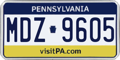 PA license plate MDZ9605
