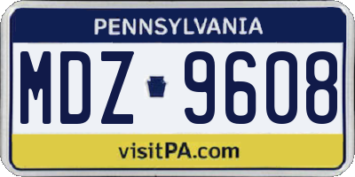 PA license plate MDZ9608
