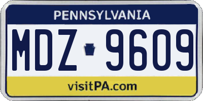 PA license plate MDZ9609