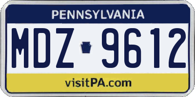 PA license plate MDZ9612