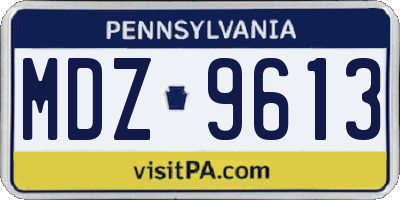PA license plate MDZ9613