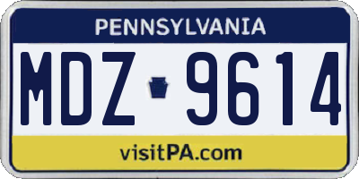 PA license plate MDZ9614