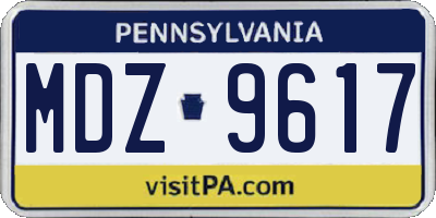 PA license plate MDZ9617