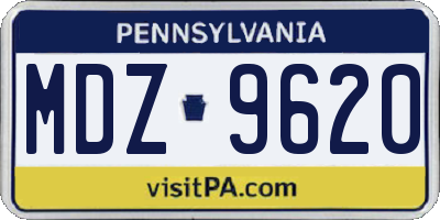PA license plate MDZ9620