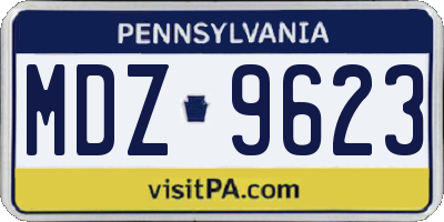 PA license plate MDZ9623