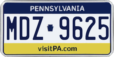 PA license plate MDZ9625