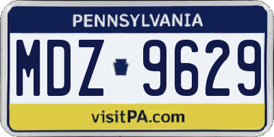 PA license plate MDZ9629