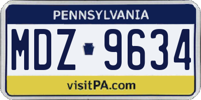 PA license plate MDZ9634