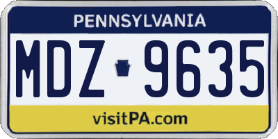 PA license plate MDZ9635