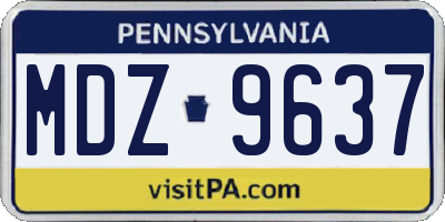 PA license plate MDZ9637