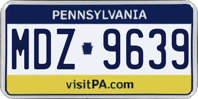 PA license plate MDZ9639