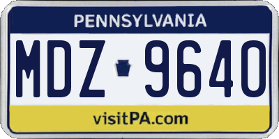 PA license plate MDZ9640