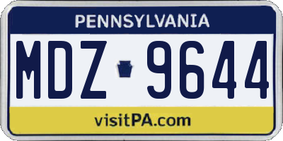 PA license plate MDZ9644