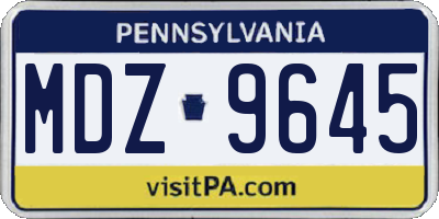 PA license plate MDZ9645