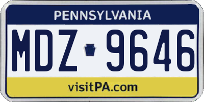 PA license plate MDZ9646
