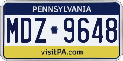 PA license plate MDZ9648