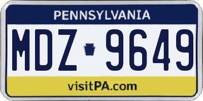 PA license plate MDZ9649