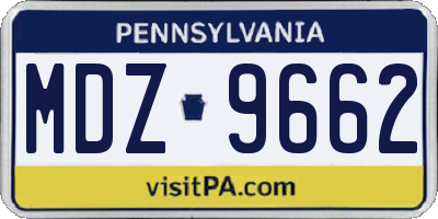 PA license plate MDZ9662