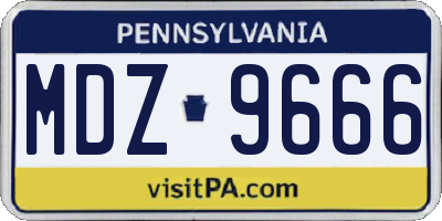 PA license plate MDZ9666