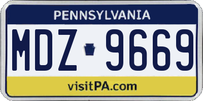 PA license plate MDZ9669