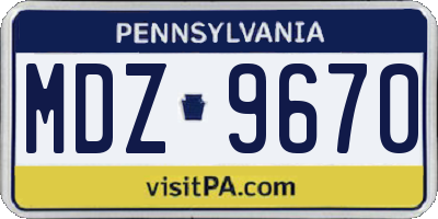 PA license plate MDZ9670