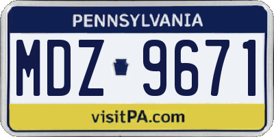 PA license plate MDZ9671