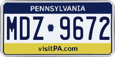 PA license plate MDZ9672