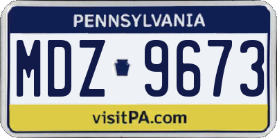PA license plate MDZ9673