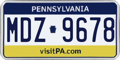 PA license plate MDZ9678