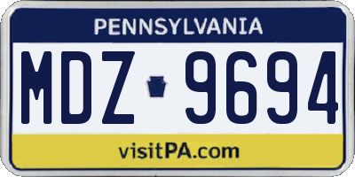 PA license plate MDZ9694