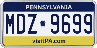 PA license plate MDZ9699