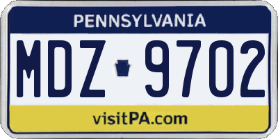 PA license plate MDZ9702