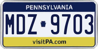 PA license plate MDZ9703