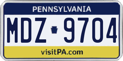 PA license plate MDZ9704