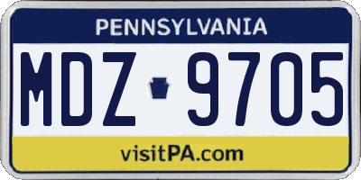 PA license plate MDZ9705
