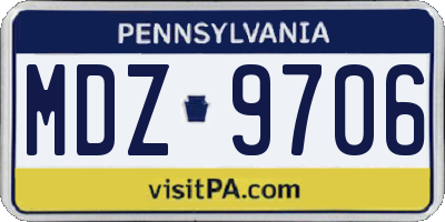 PA license plate MDZ9706
