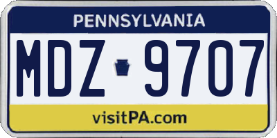 PA license plate MDZ9707