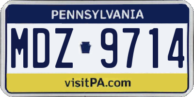PA license plate MDZ9714