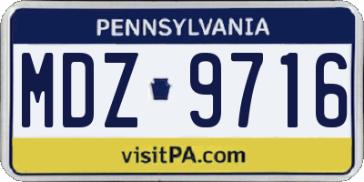 PA license plate MDZ9716