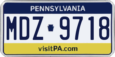 PA license plate MDZ9718